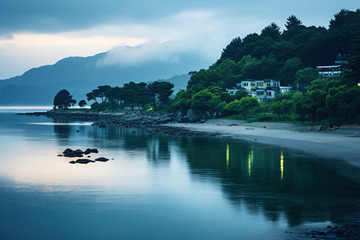 湖边的别墅房屋