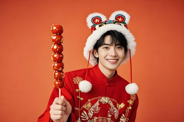 春节人物手拿糖葫芦摄影图3