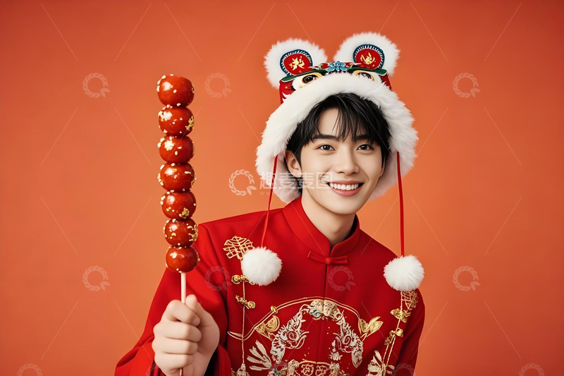 春节人物手拿糖葫芦摄影图3