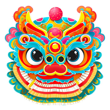 缤纷舞狮头部热闹迎新年