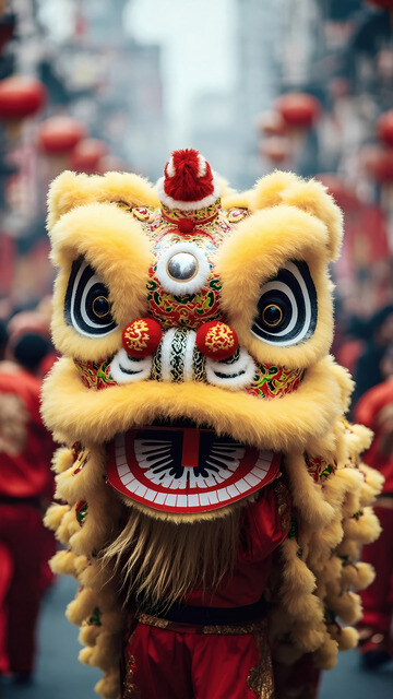 雄狮舞动绽放民俗风采