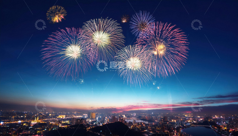 高清大图下载【趣麦麦图】璀璨烟花欢庆美好时刻