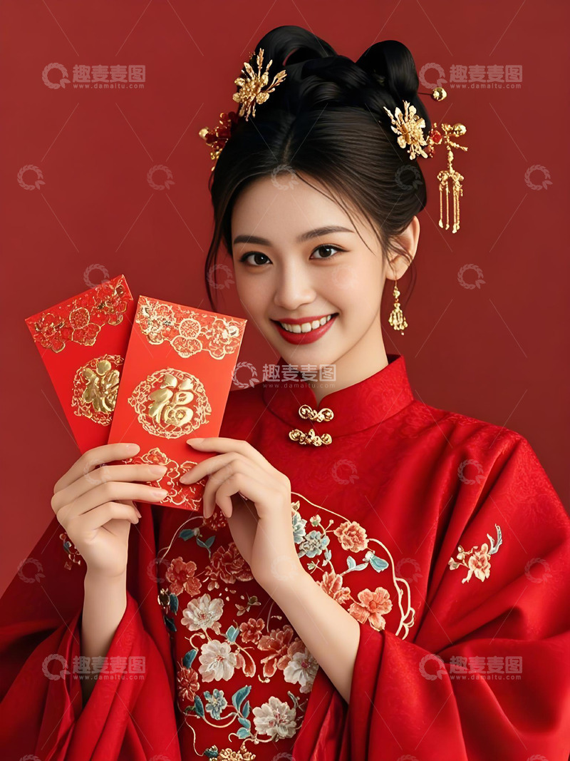 高清大图下载【趣麦麦图】春节人物手拿红包摄影图3