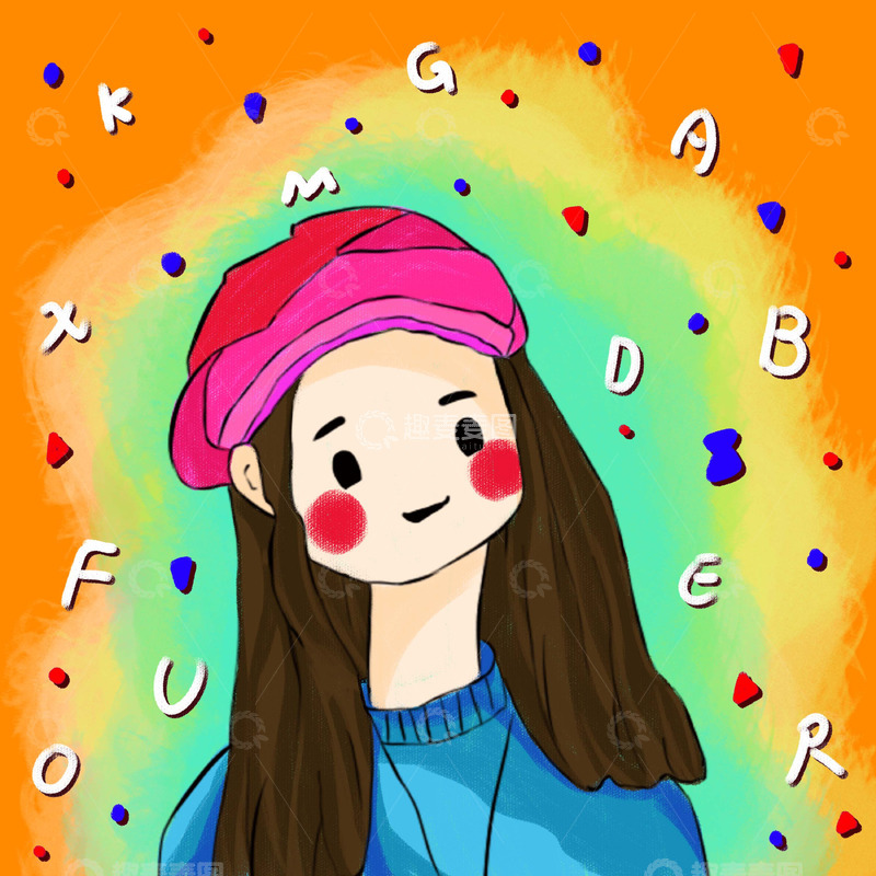 源文件下载【趣麦麦图】手绘插画女孩3