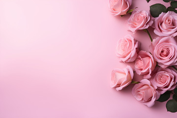 粉色玫瑰花放在桌面