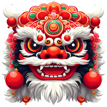 华丽舞狮头部红火热闹贺新春