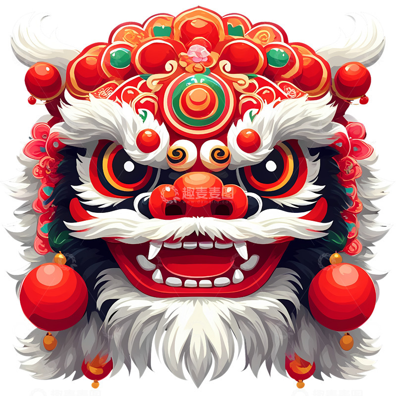 华丽舞狮头部红火热闹贺新春