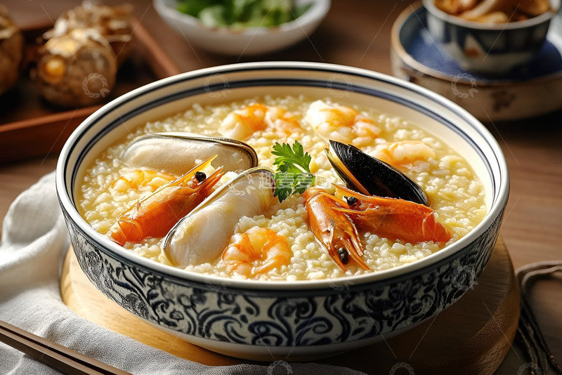 高清大图下载【趣麦麦图】一碗美味的海鲜粥