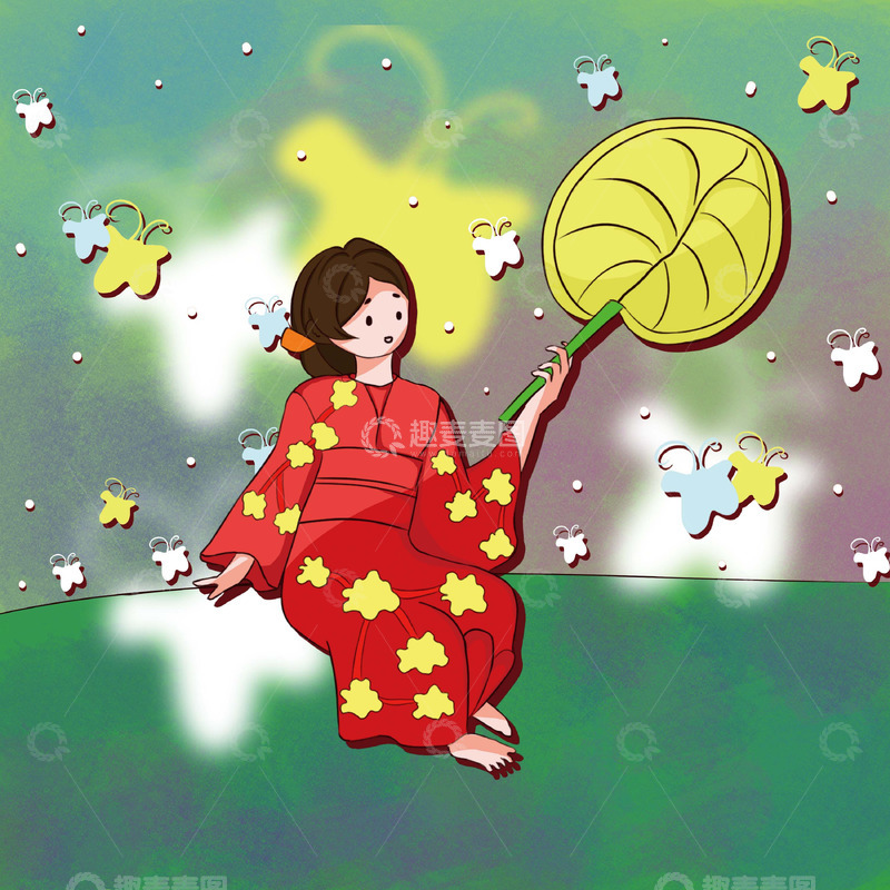 源文件下载【趣麦麦图】手绘插画女孩1