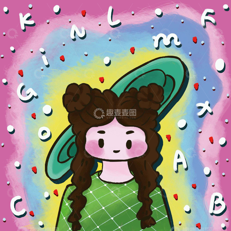 源文件下载【趣麦麦图】手绘插画女孩4