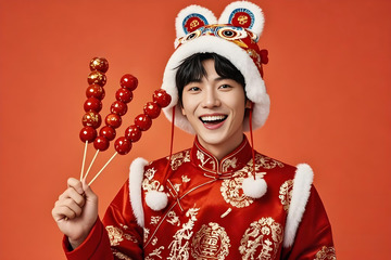 春节人物手拿糖葫芦摄影图2