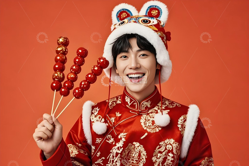 春节人物手拿糖葫芦摄影图2