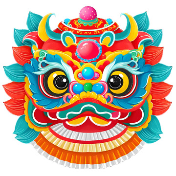 欢乐舞狮头部红火送福来