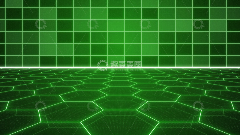 源文件下载【趣麦麦图】公司企业网格活动科技舞台绿色背景