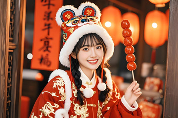 春节人物手拿糖葫芦摄影图5