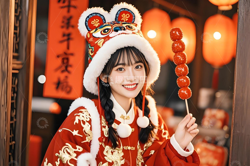 春节人物手拿糖葫芦摄影图5