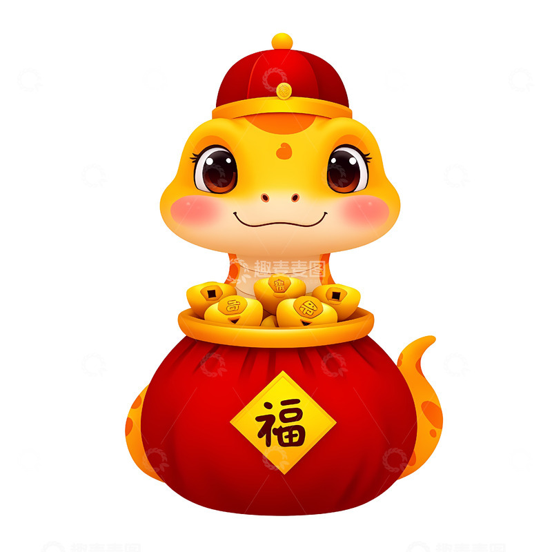 萌趣蛇形卡通抱福袋贺岁