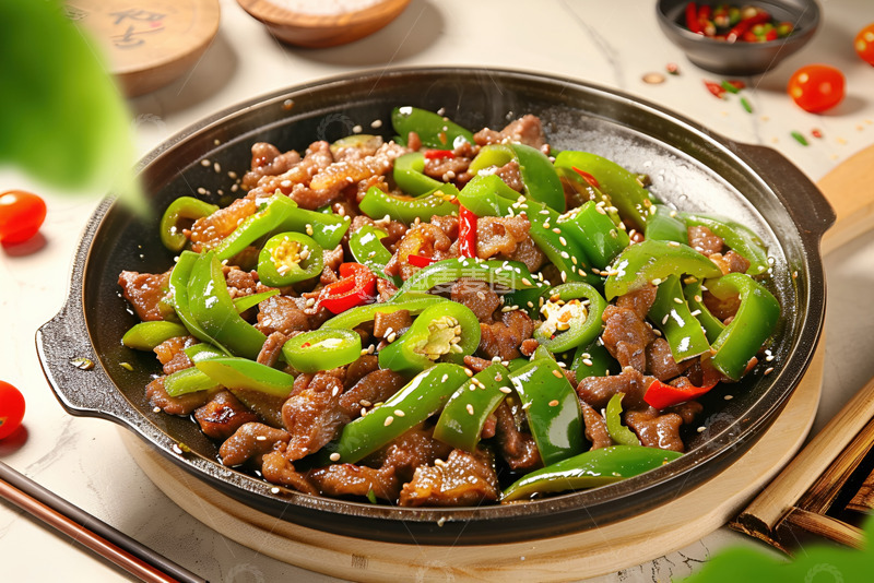 高清大图下载【趣麦麦图】一盘辣椒炒肉丝