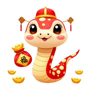 俏皮蛇宝戴花喜庆登场1