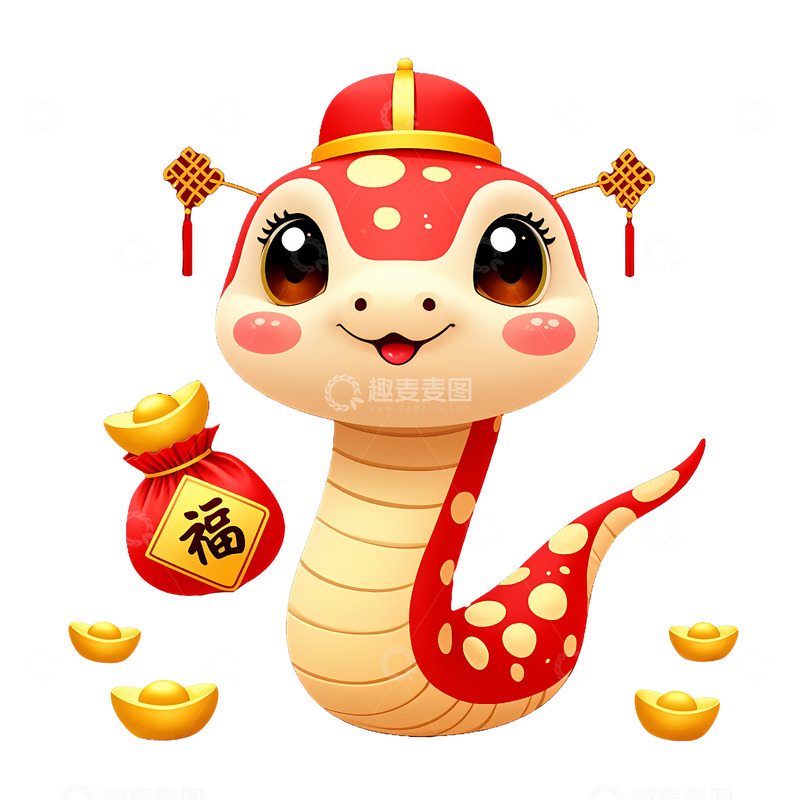 俏皮蛇宝戴花喜庆登场1