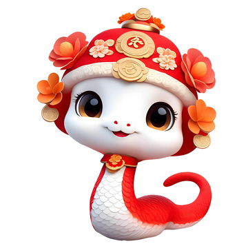 可爱蛇宝帽花添吉祥