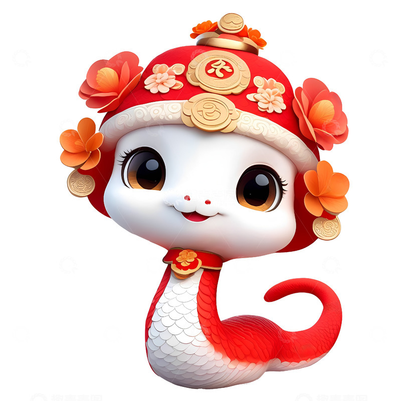 可爱蛇宝帽花添吉祥