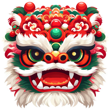 欢乐舞狮头部喜庆氛围满屏溢