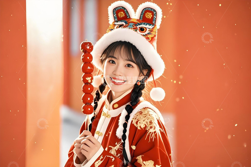 高清大图下载【趣麦麦图】春节人物手拿糖葫芦摄影图4