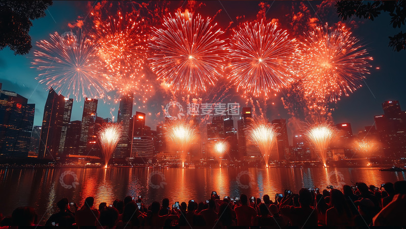 春节放烟花场景摄影图
