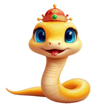 可爱蛇样萌物红帽添喜庆