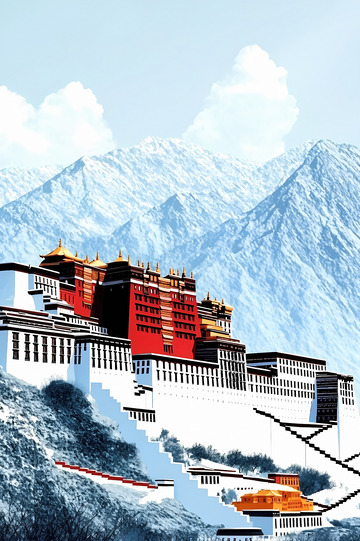 绝美布达拉宫山峦背景添韵