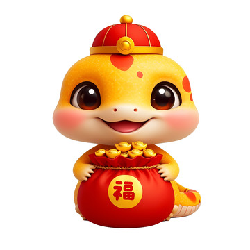 萌态蛇样卡通红袋传福气