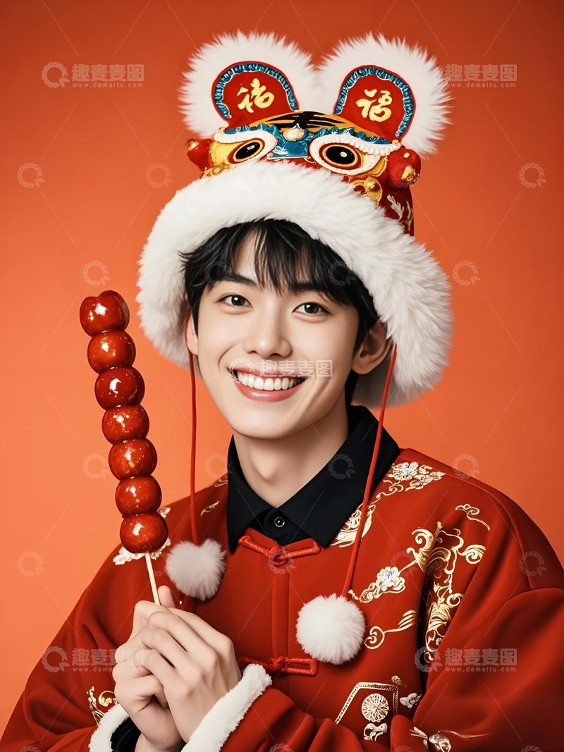 春节人物手拿糖葫芦摄影图6