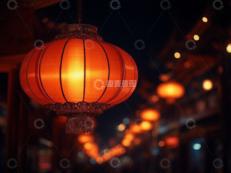 春节传统花灯夜晚美丽的花灯摄影图