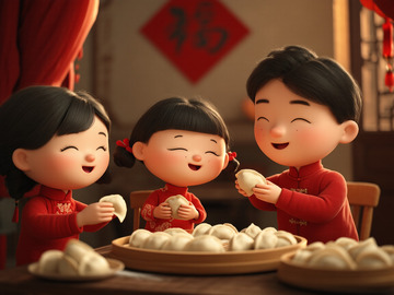 新年春节包饺子饺子图片