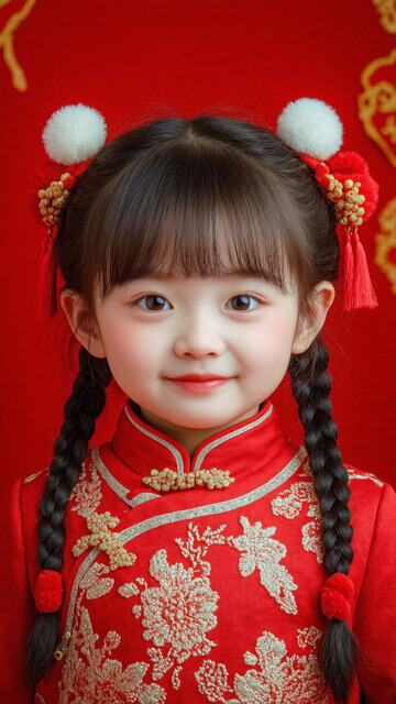 可爱喜庆春节女孩人物摄影图