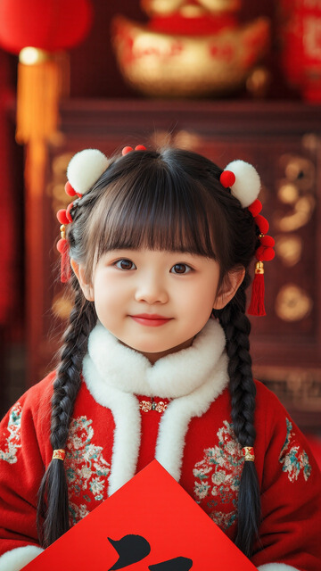 可爱喜庆春节女孩人物摄影图3