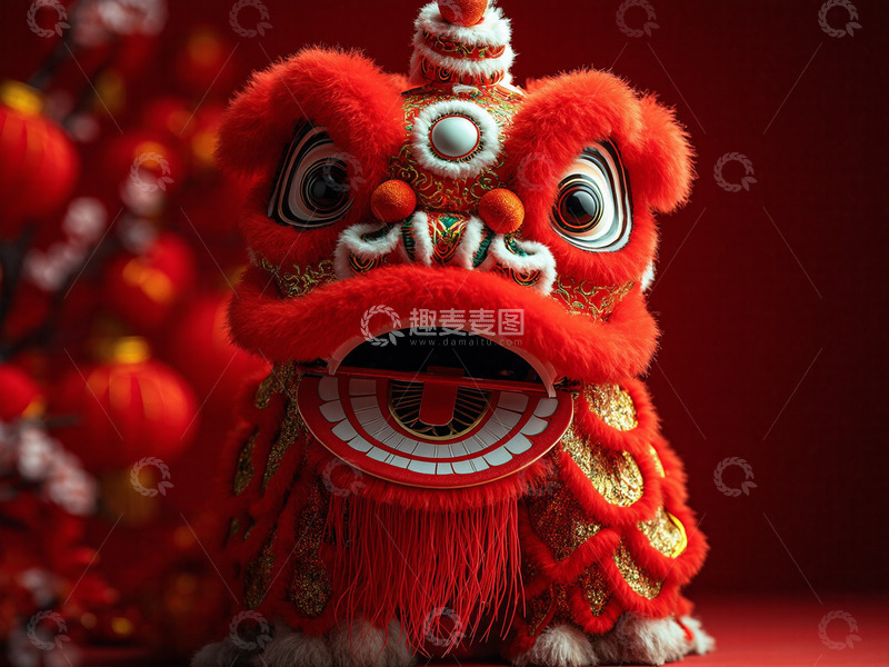 高清大图下载【趣麦麦图】传统文化新年春节喜庆舞狮摄影图