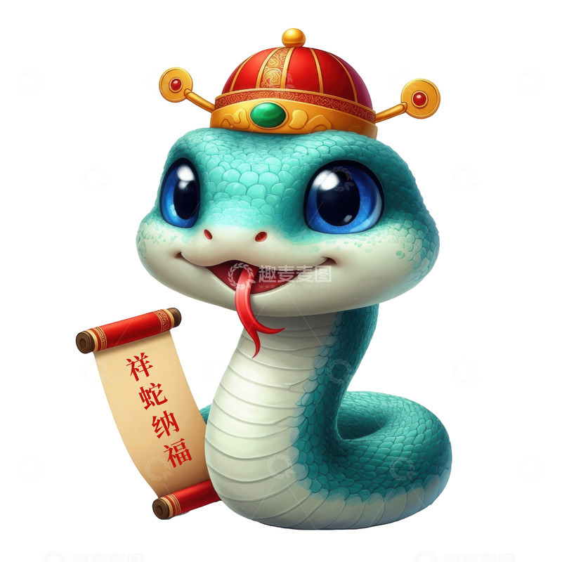 灵动蓝蛇戴冠吐舌乐开怀