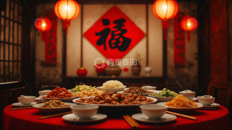 喜庆新年春节年夜饭摄影1
