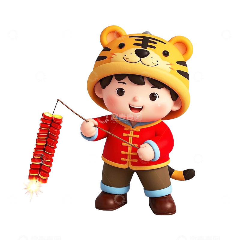 2025蛇年春节红色喜庆放鞭炮的小孩