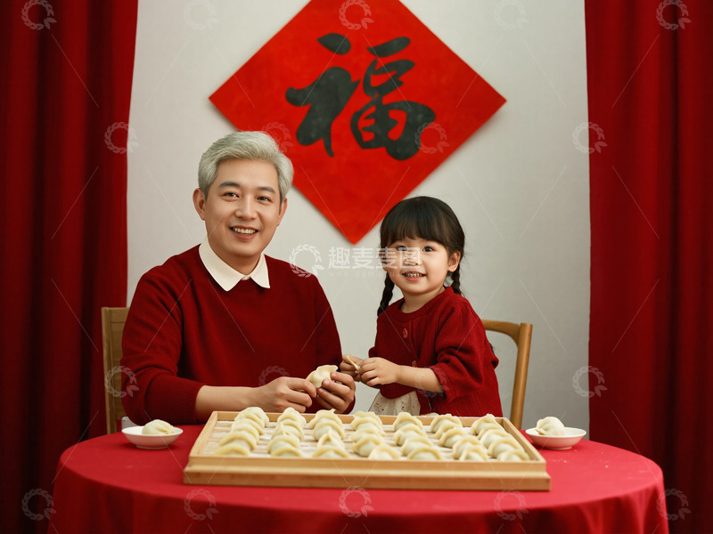 高清大图下载【趣麦麦图】新年春节包饺子饺子图片1