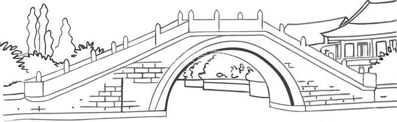 源文件下载【趣麦麦图】中国城市地标建筑苏州枫桥线稿图