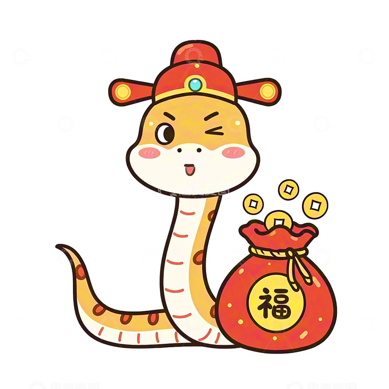 2025蛇年卡通财神蛇IP形象