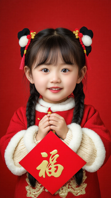 可爱喜庆春节女孩人物摄影图1