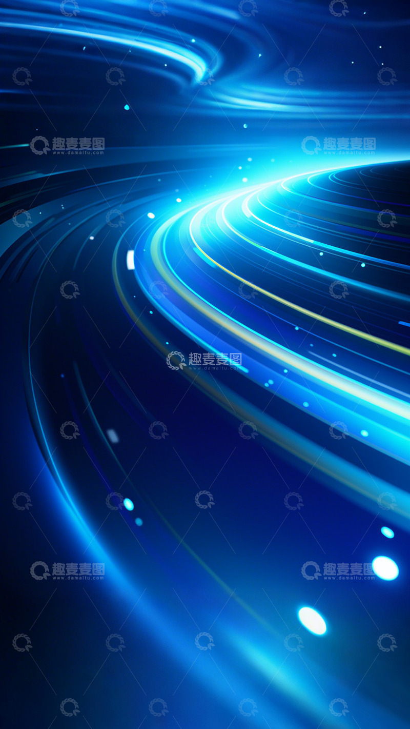 高清大图下载【趣麦麦图】蓝色科技粒子线条光感未来科技背景