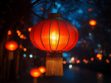 春节传统花灯夜晚美丽的花灯摄影图2