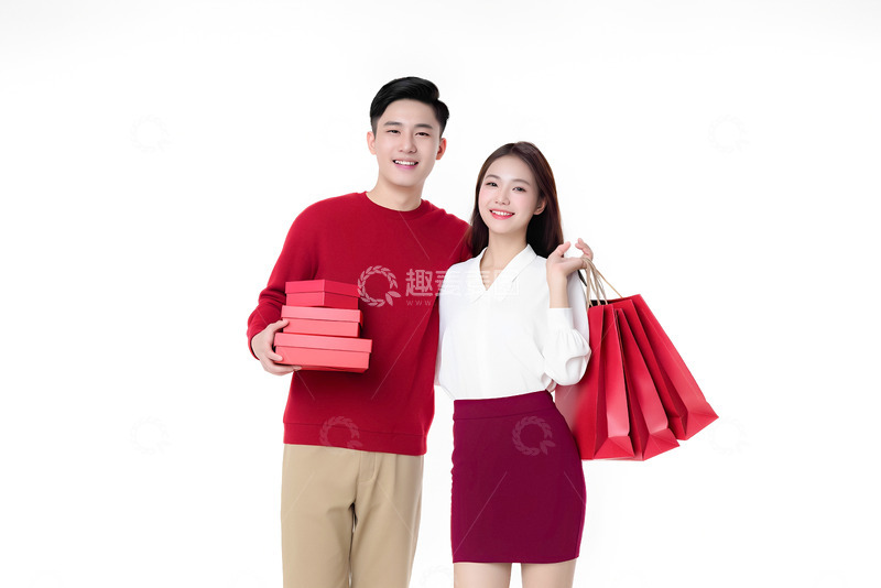 高清大图下载【趣麦麦图】手持几摞红色礼盒1