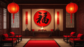 新年春节中式房间布置摄影1