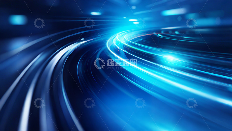 高清大图下载【趣麦麦图】蓝色科技粒子线条光感未来科技背景展板